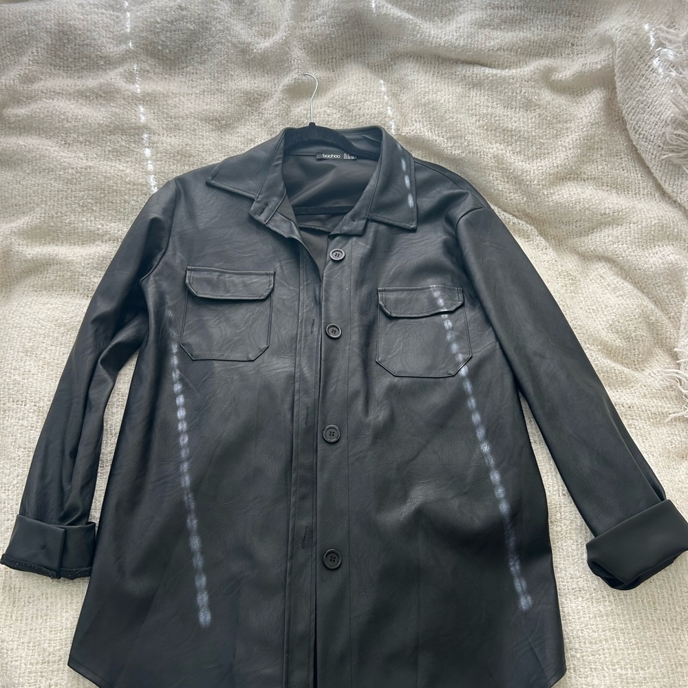 Boohoo Black Faux Leather Shirt